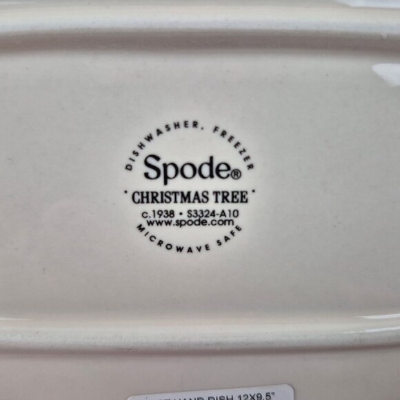 Spode Christmas Tree Rectangular Handled Dish S3324-A10 NIB 12 x 9.5 in Holiday - Picture 8 of 10